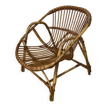 Rattan basket armchair from the 60s and 70s