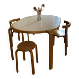 Vintage Alvar Aalto style table and chairs and stool