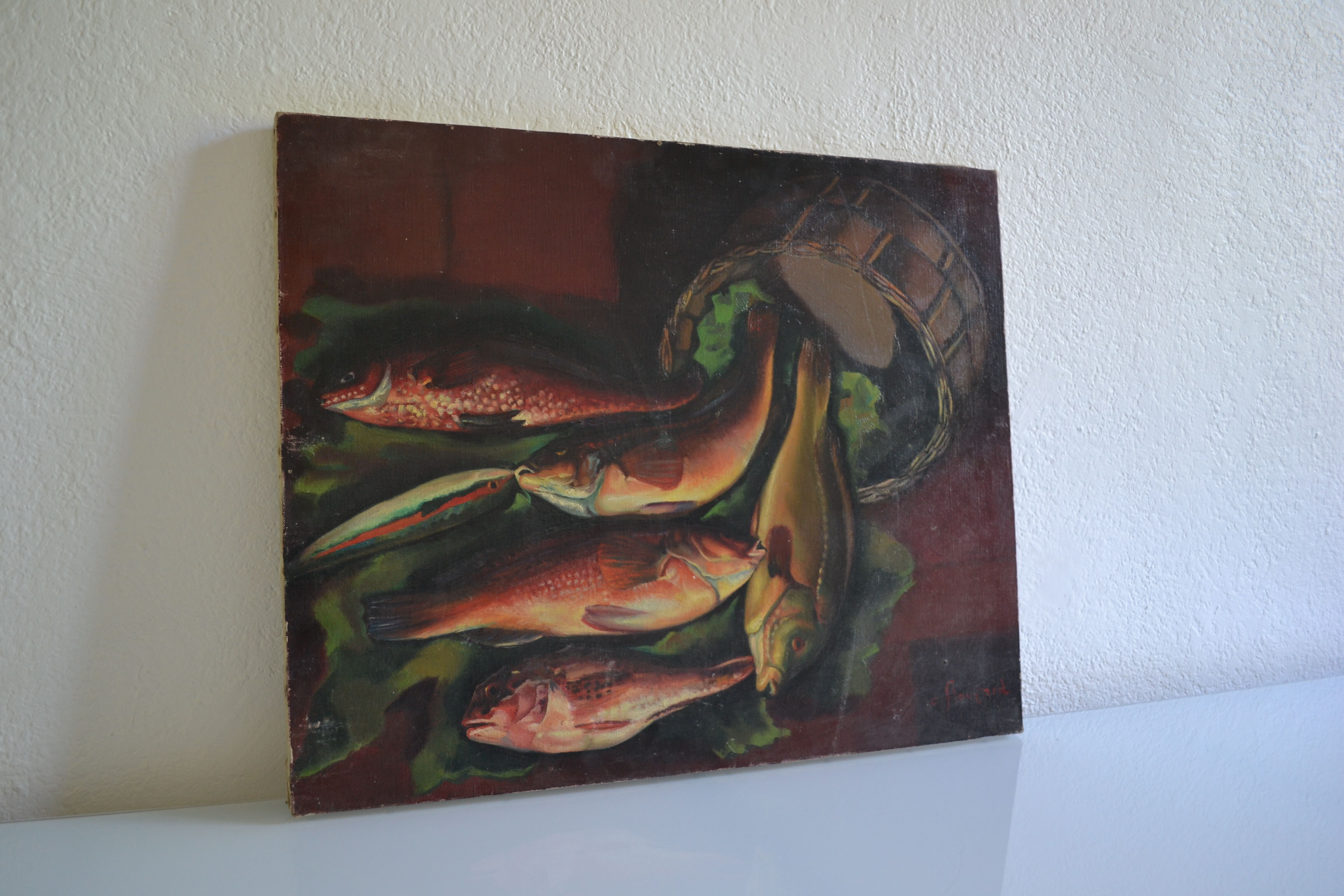 Charles floutard ( 1926 2006 ) still life with fish hst 61 x 50 cm