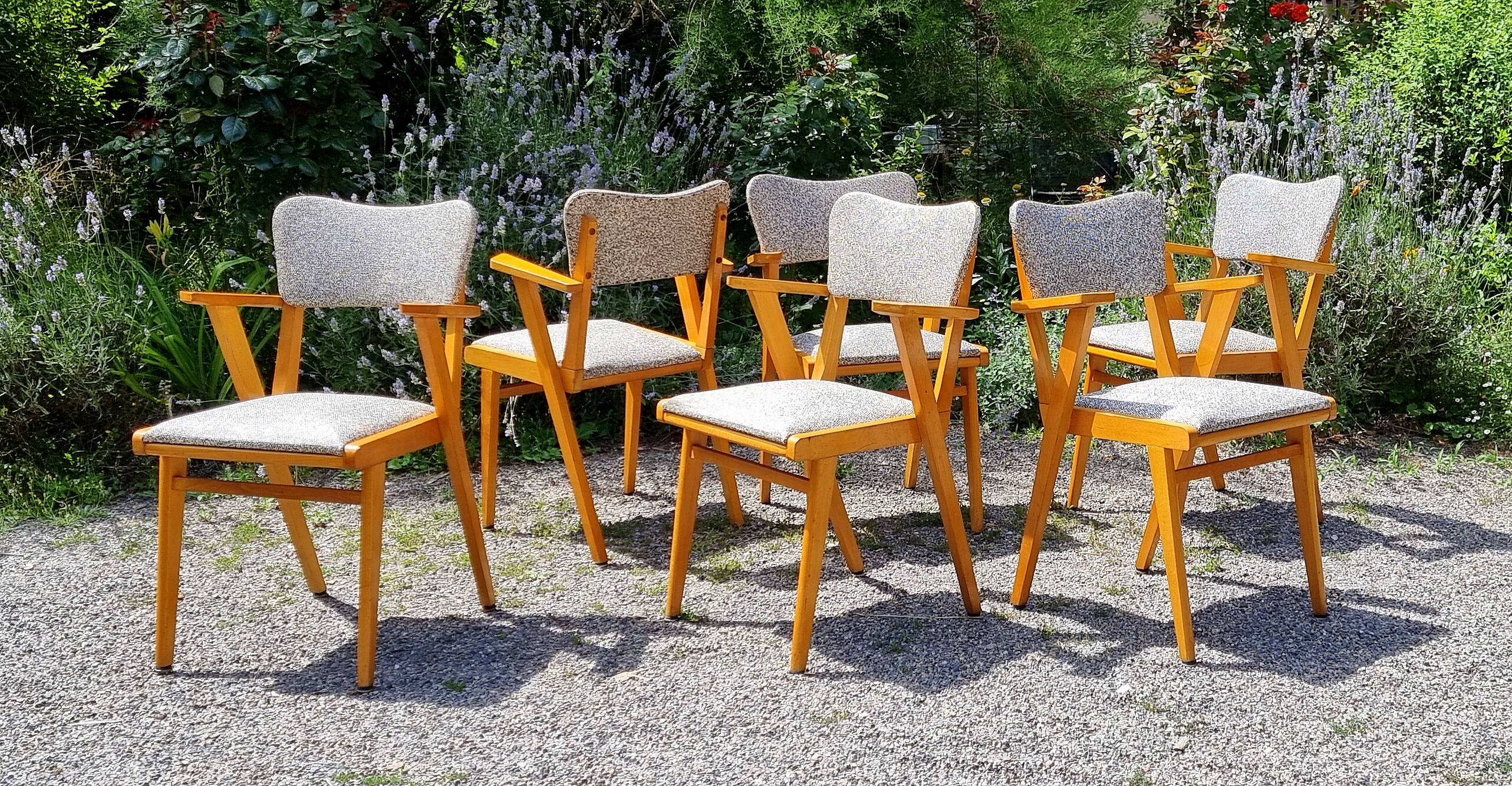 6 chaises bridges années 60