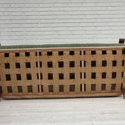 1950s, Danish 3-seater sofa, green/beige furniture wool fabric, oak wood.