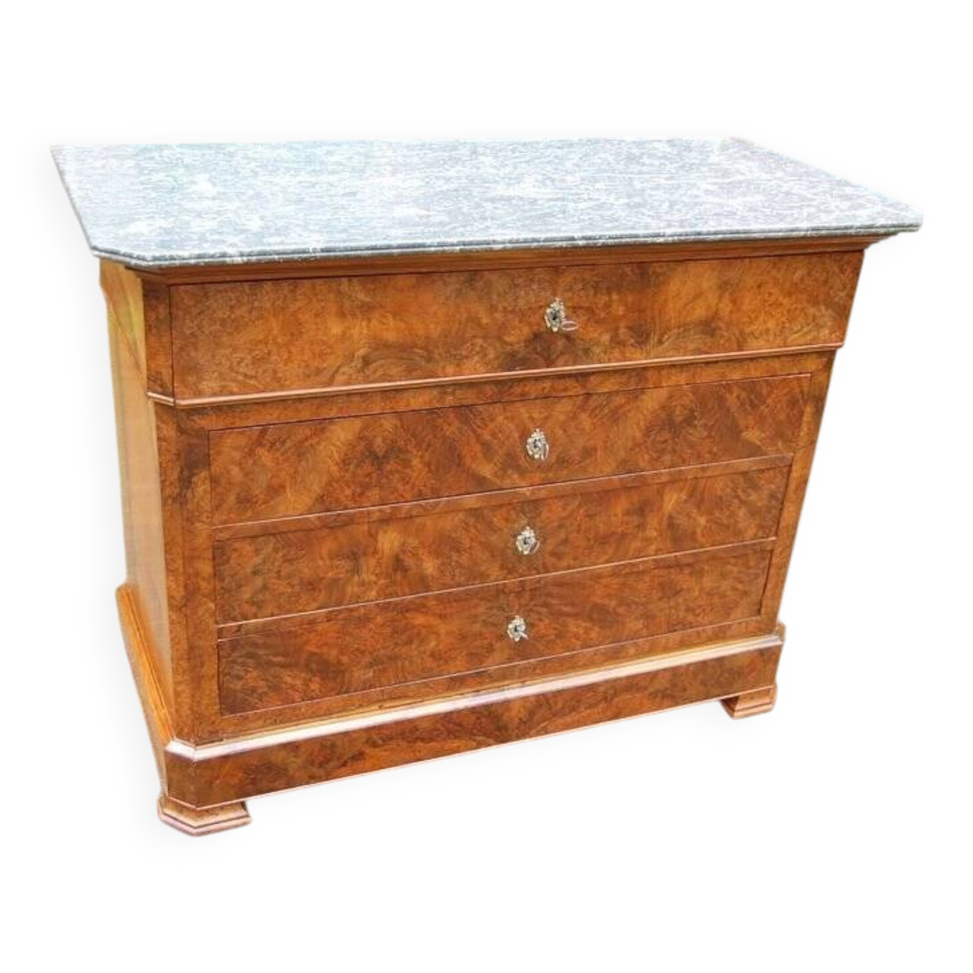 Louis Philippe period walnut secretary chest of drawers from the 19th century.