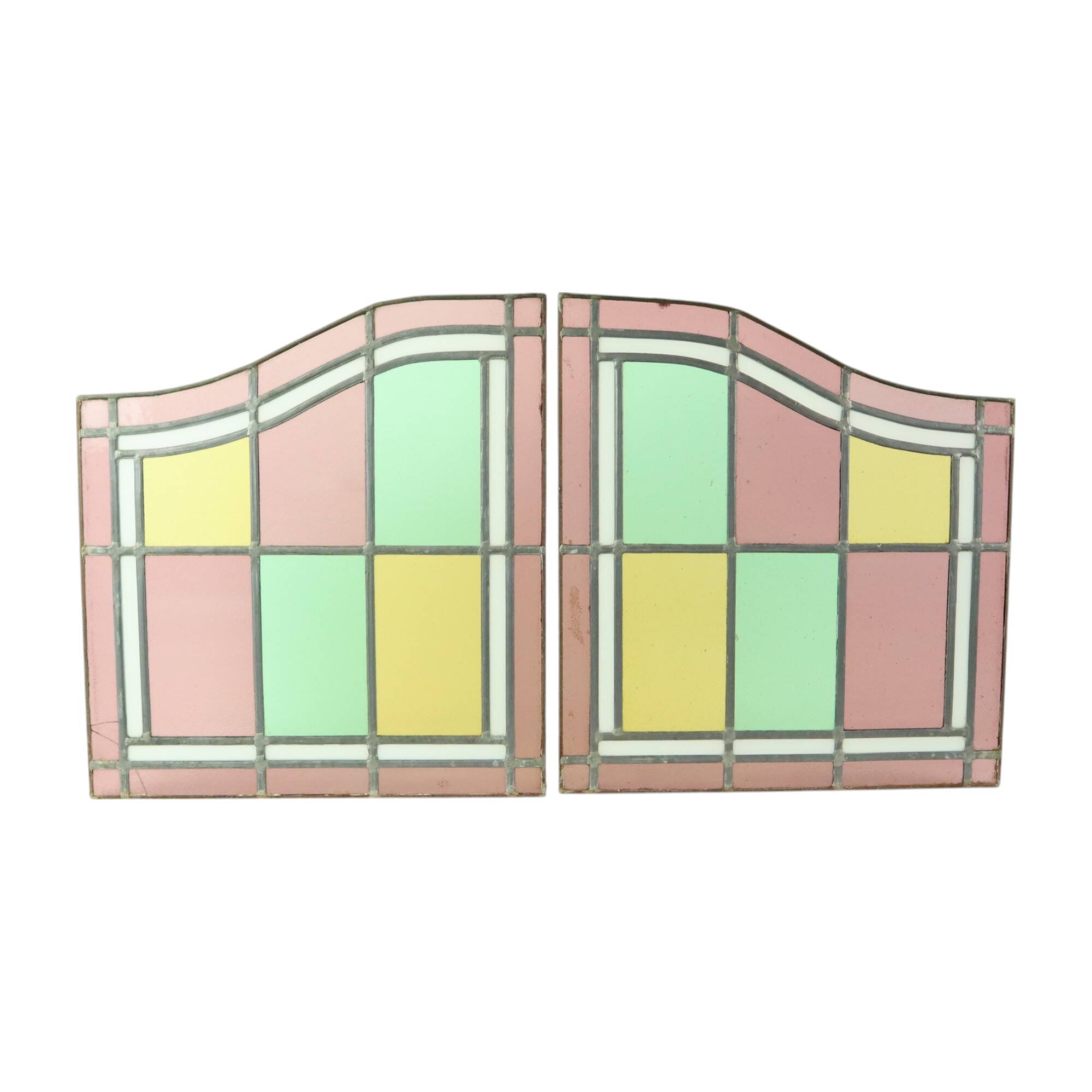 Vintage Stained Glass Window Stained Glass Set of 2 Classic Style 92x50cm