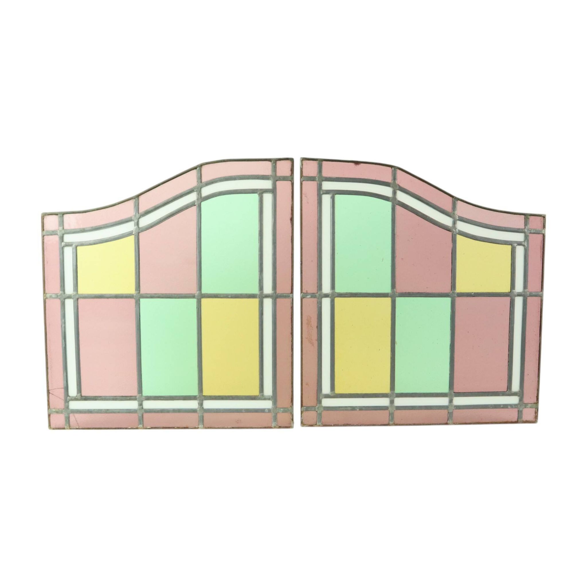 Vintage Stained Glass Window Stained Glass Set of 2 Classic Style 92x50cm