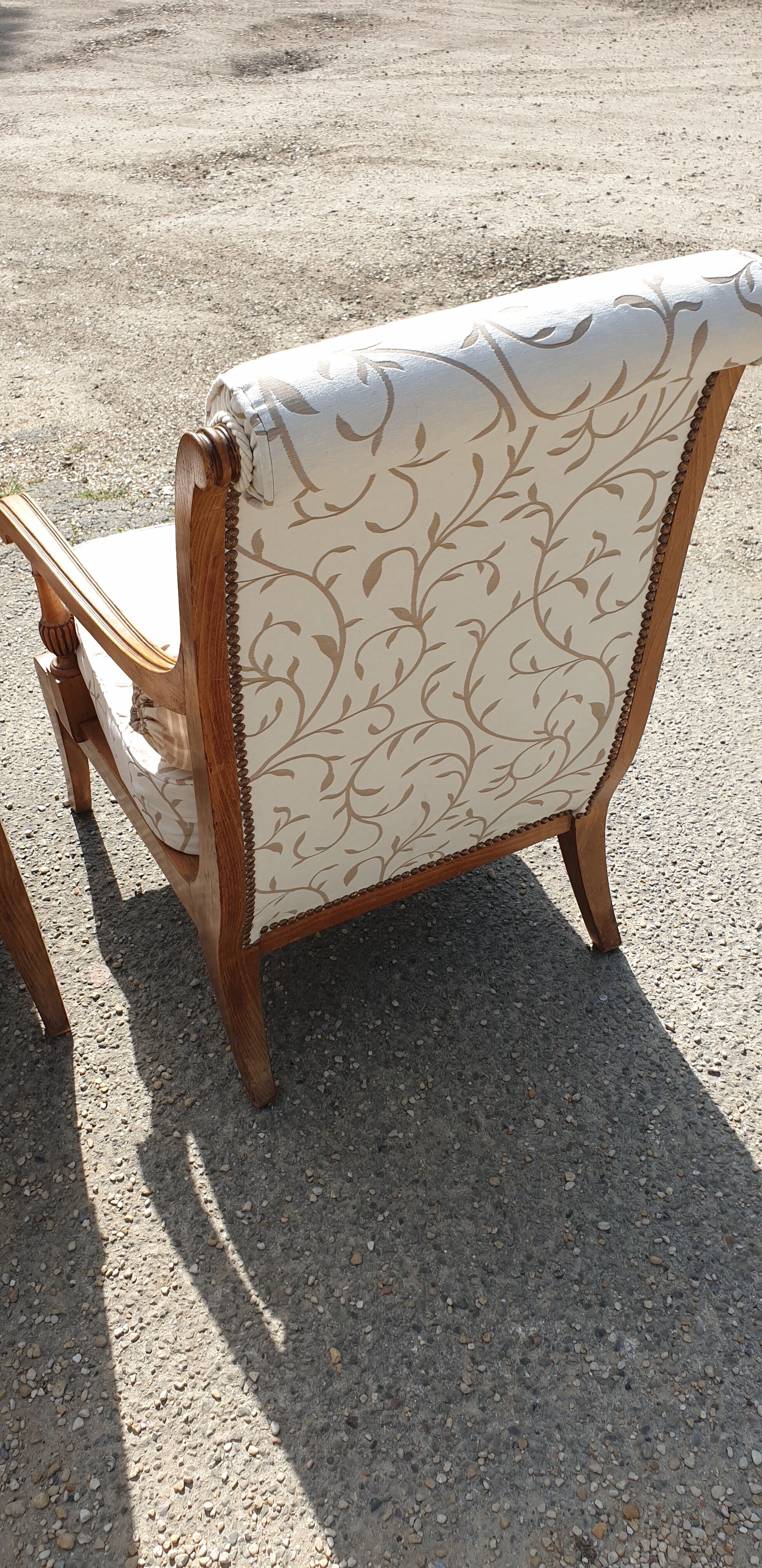 Louis XVI style armchairs in solid cherry wood