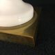 Venini Primavera in Murano, white opaline glass with gilded handles, bronze base.