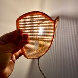 Vintage lampshade wall light in pink natural material