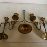 Trio of brass candlesticks with tulip bases