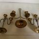 Trio of brass candlesticks with tulip bases