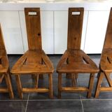Suite of 4 brutalist-style tripod chairs