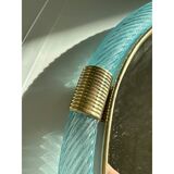 Elegant Venetian Azure Mirror with Murano Glass Torciglione Torchon