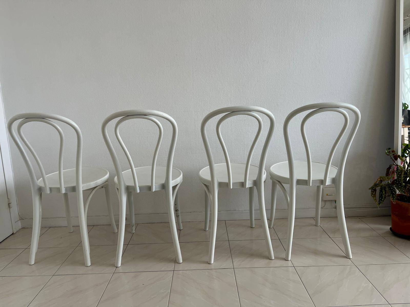 Set of 4 vintage bistro chairs IKEA ÖGLA in white (Thonet style)