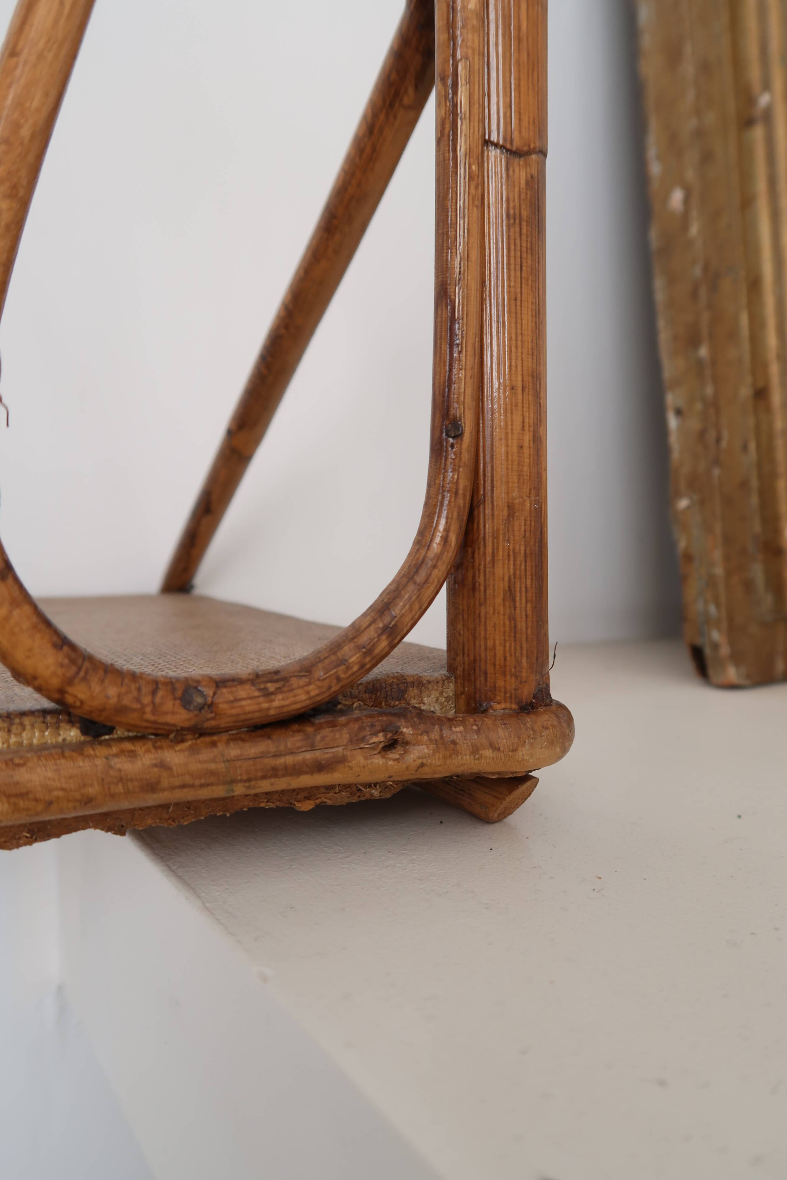 Pair of rattan wall shelves