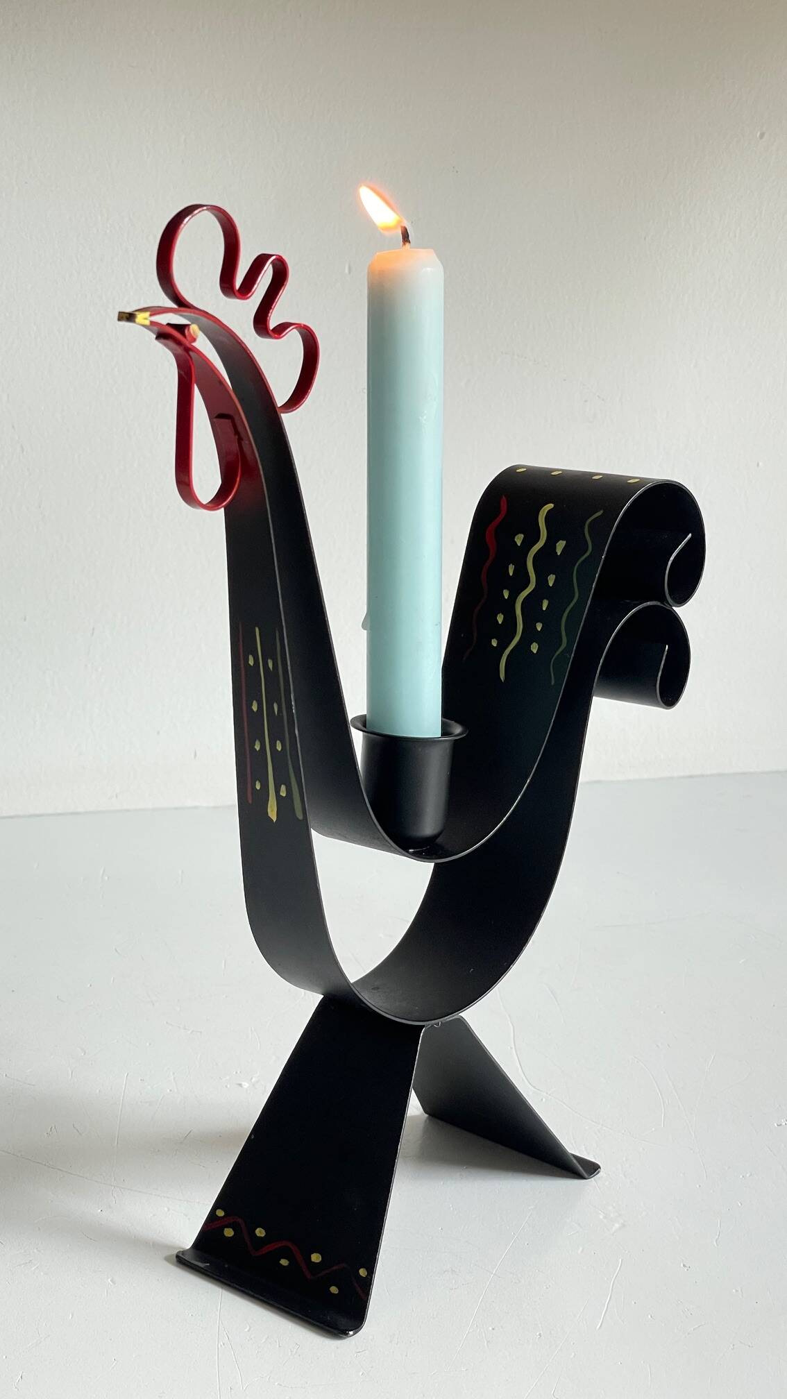 Bougeoir forme coq suède vintage