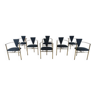 Vintage post modern dining chairs by Belgo chrom, set of 8  - 1980s