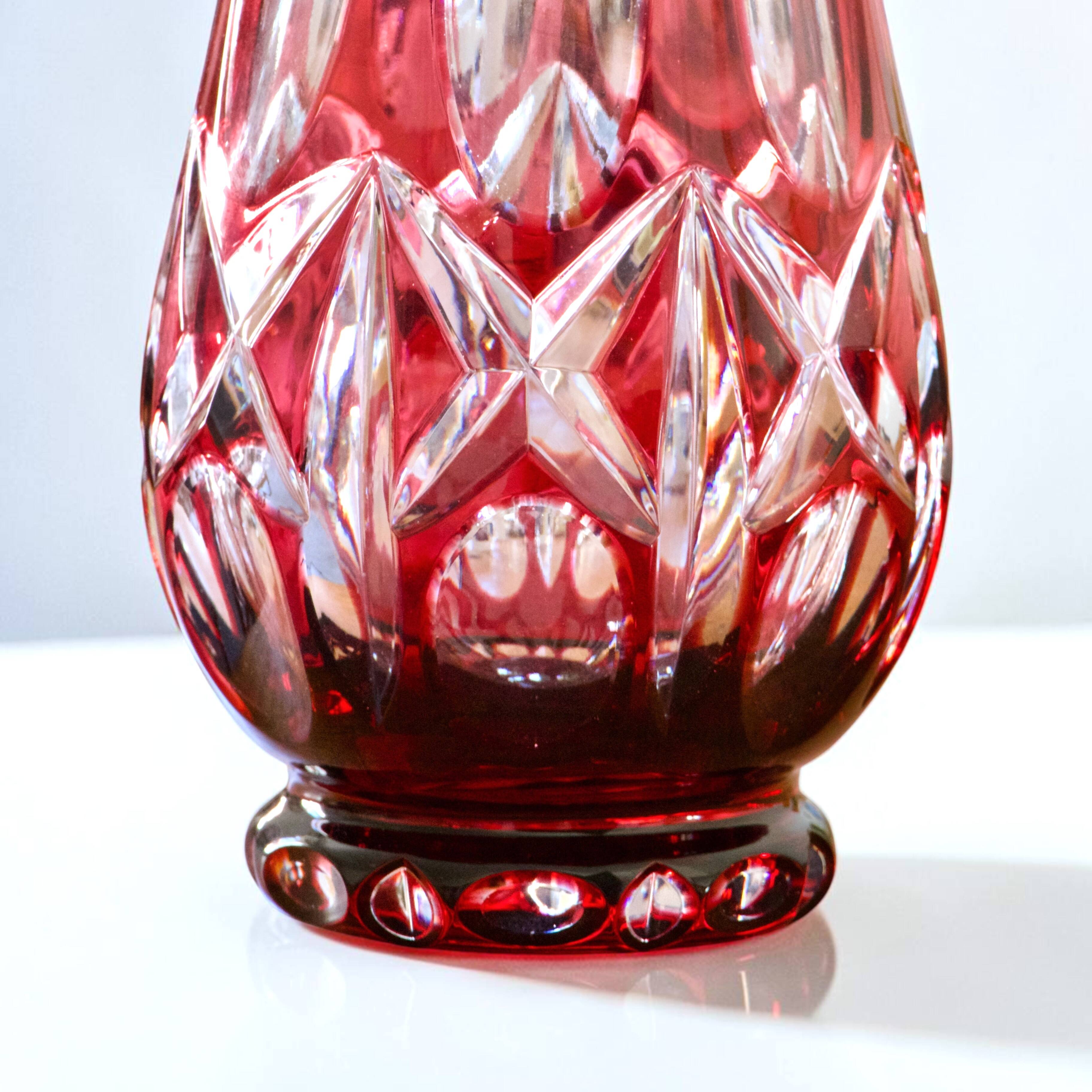 Large antique German ruby crystal vase signed WMF