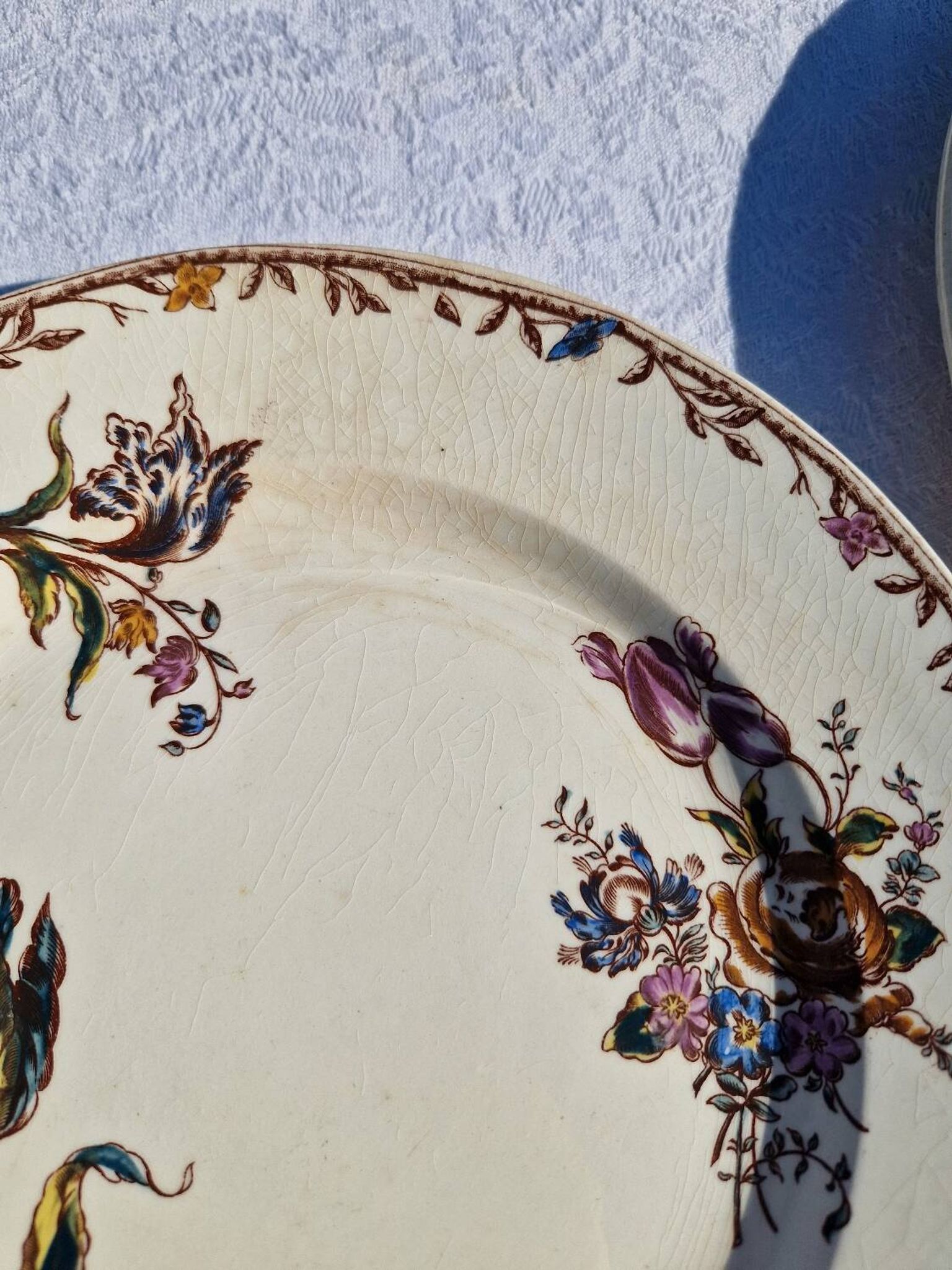 Clairefontaine earthenware plate and fruit bowl set, Saxe model