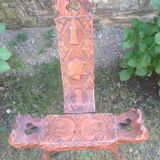 Brutalist tripod chair of conquistadors in fir and leather
