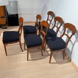 Biedermeier Shovel Chairs in Walnut, Roots Veneer, South Germany, 1845, Set of 6
