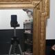 Carved wooden pediment mirror