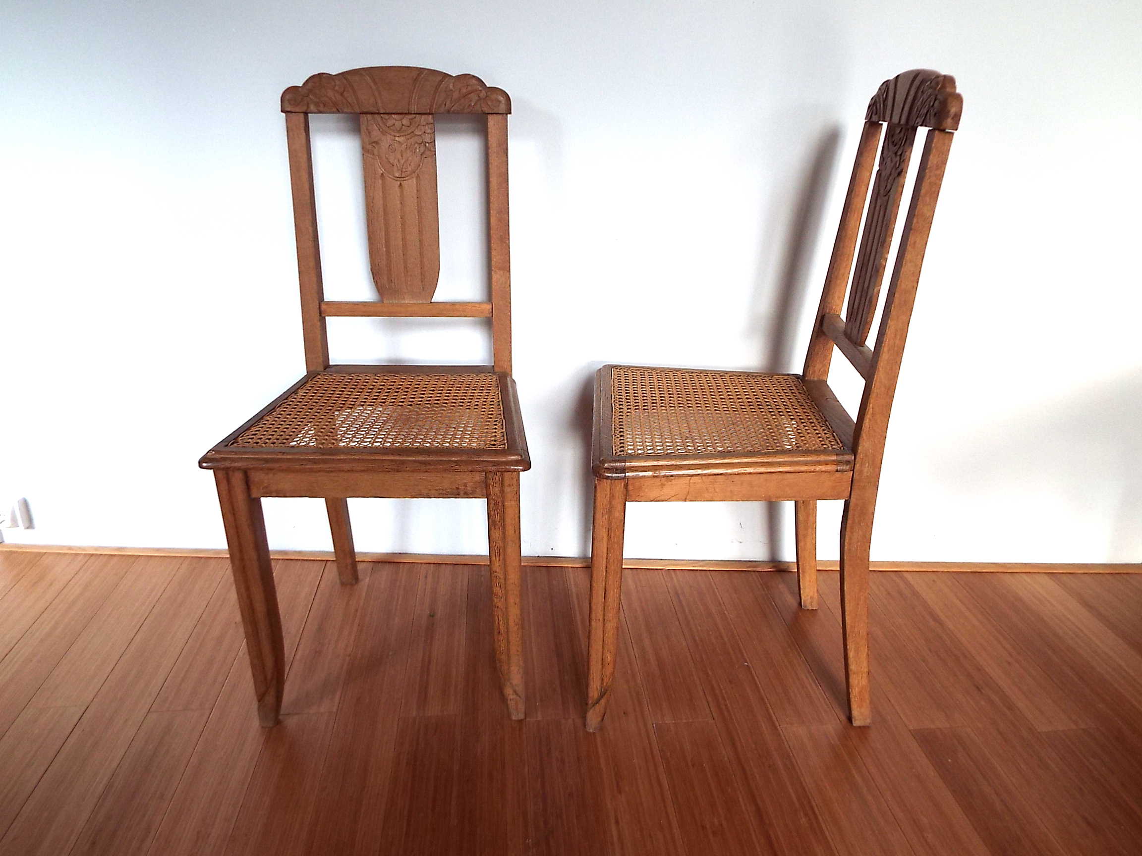 2 chaises art déco cannées