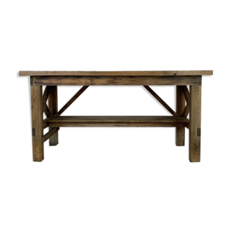 Vintage 1930s industrial work bench in mahogany and oak