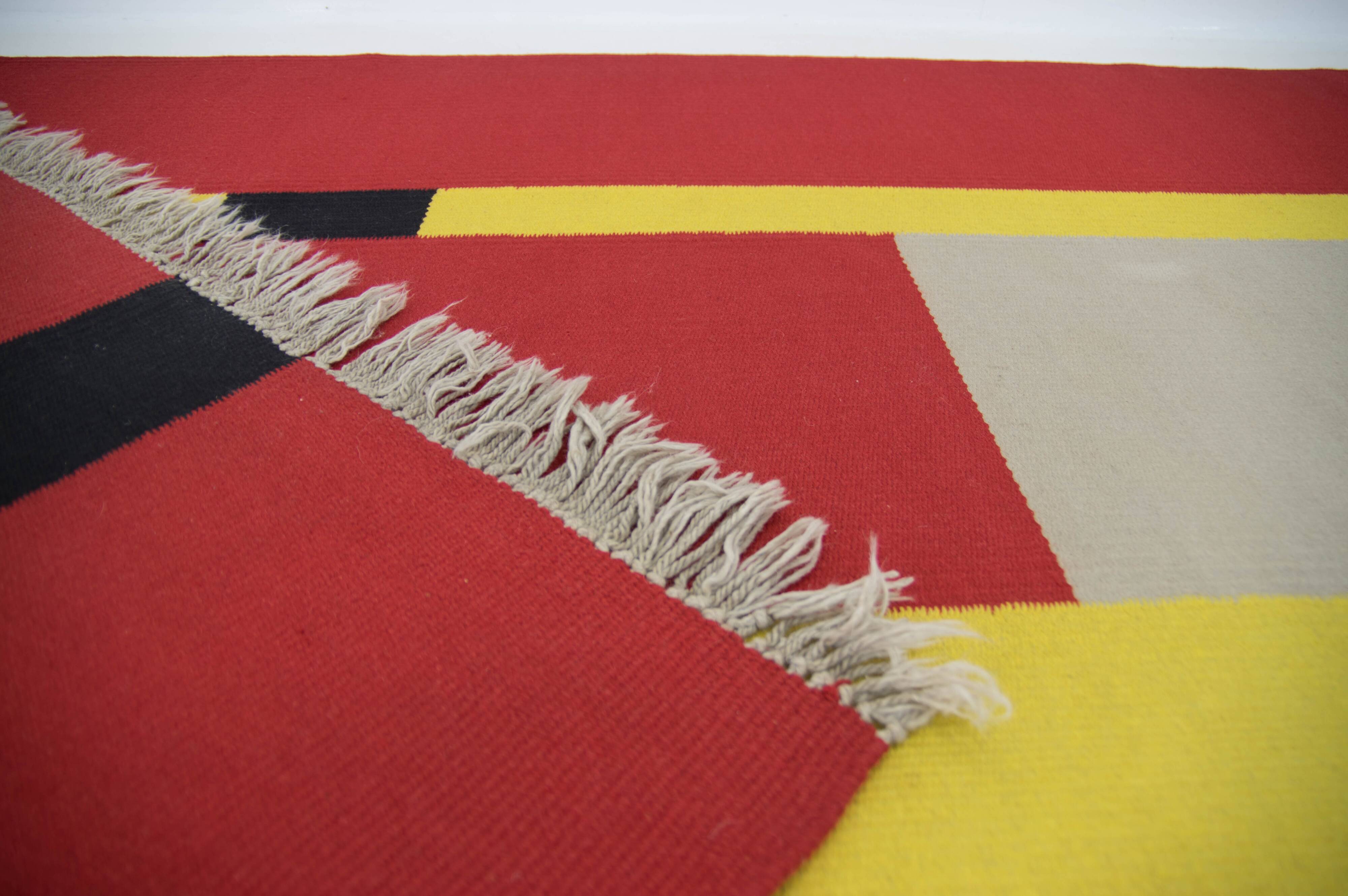 Rare Bauhaus Geometric Carpet, 1940s