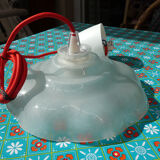Suspension ancienne, abat jour en verre, luminaire vintage
