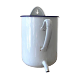 Old white and blue enamelled enema pot