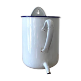 Old white and blue enamelled enema pot