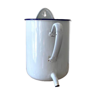 Old white and blue enamelled enema pot