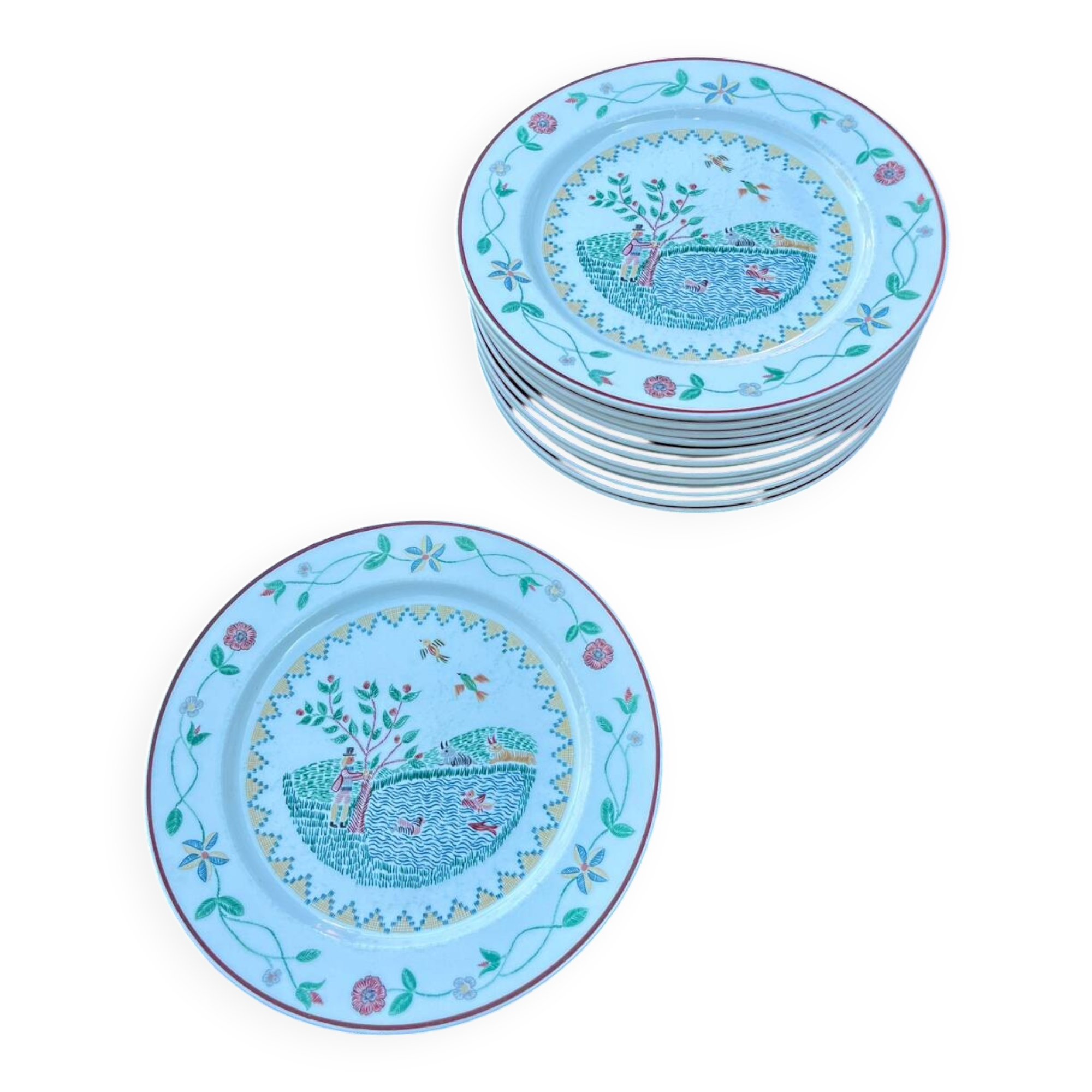 Set of 6 vintage 1981 Villeroy and Boch American Simpler plates