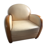 Fauteuil club en cuir ivoire