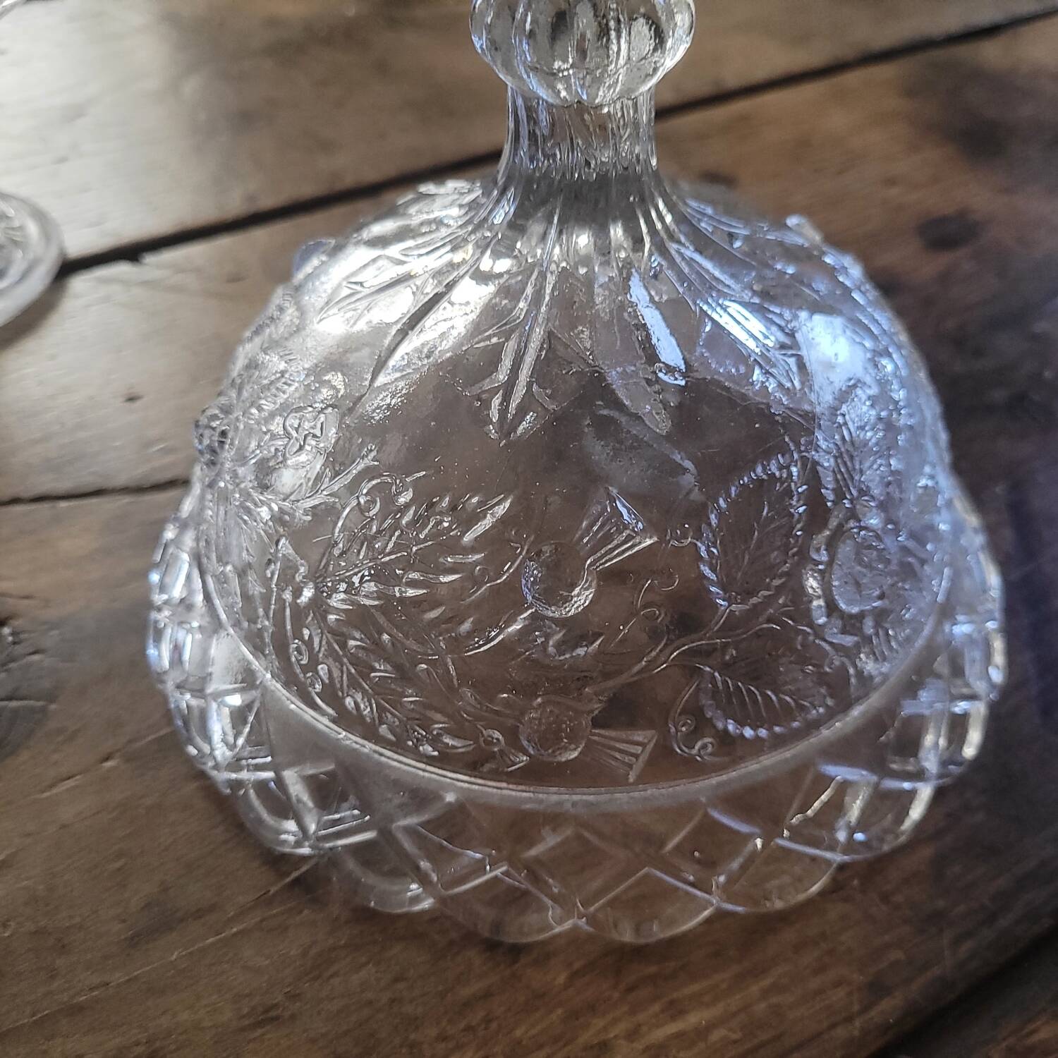 Trio of antique openwork pressed glass bowls – France, 1920–1940