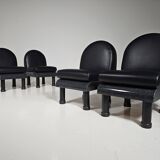 Black leather loungers , 1980.