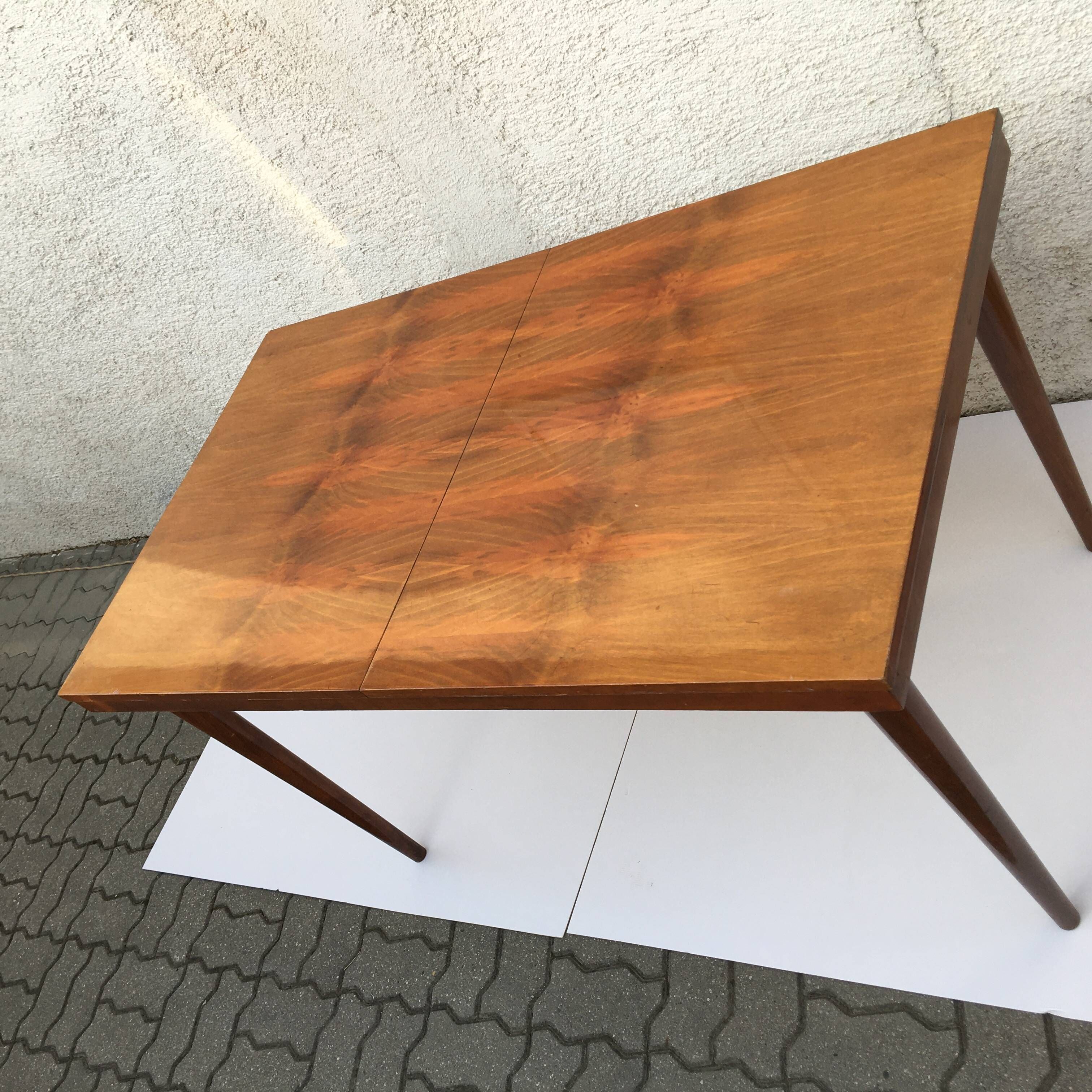 Vintage MIER Topolcany Extendable Dining Table Mid Century 60s Wood 120cm-160cm.