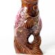 Vallauris fish pitcher vase from the 60s, amber and pink