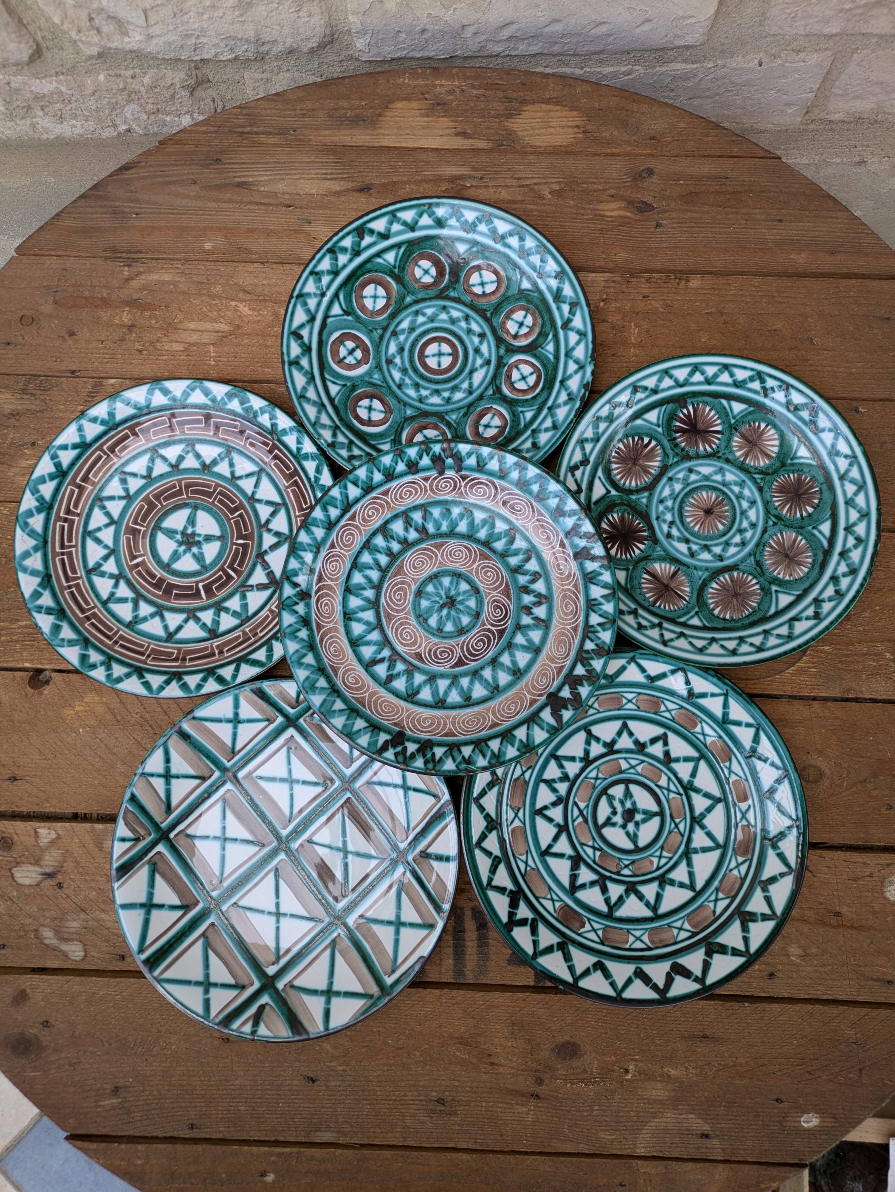 Set of 6 old Robert Picault dinner plates 24cm