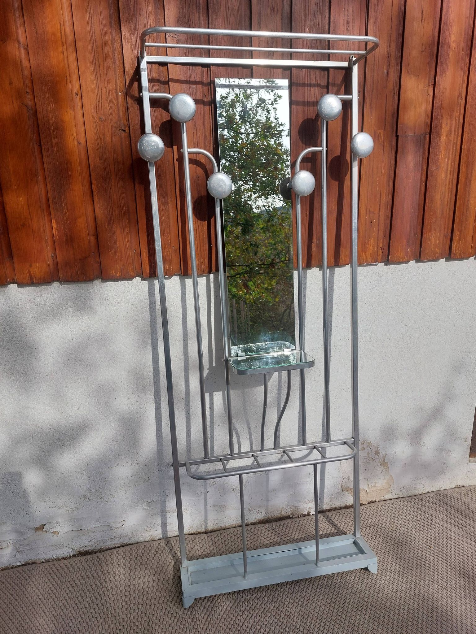 vestiaire d'entrée en aluminium, patères, vintage, industriel