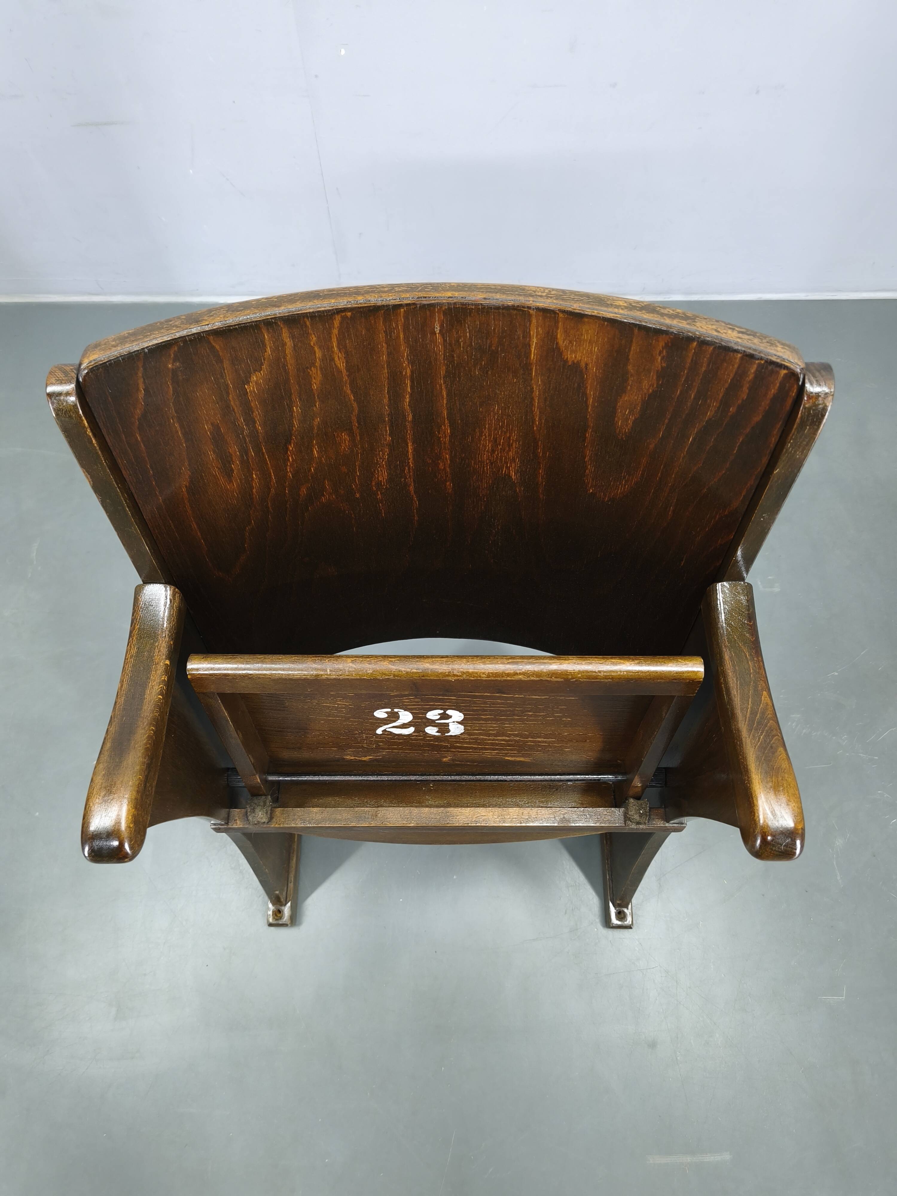 1950s Vintage Cinema Chair Beech Wood Theater Seat Armchair