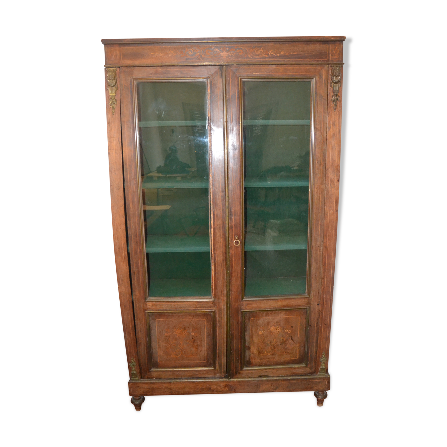 Second empire rosewood and marquetry showcase.