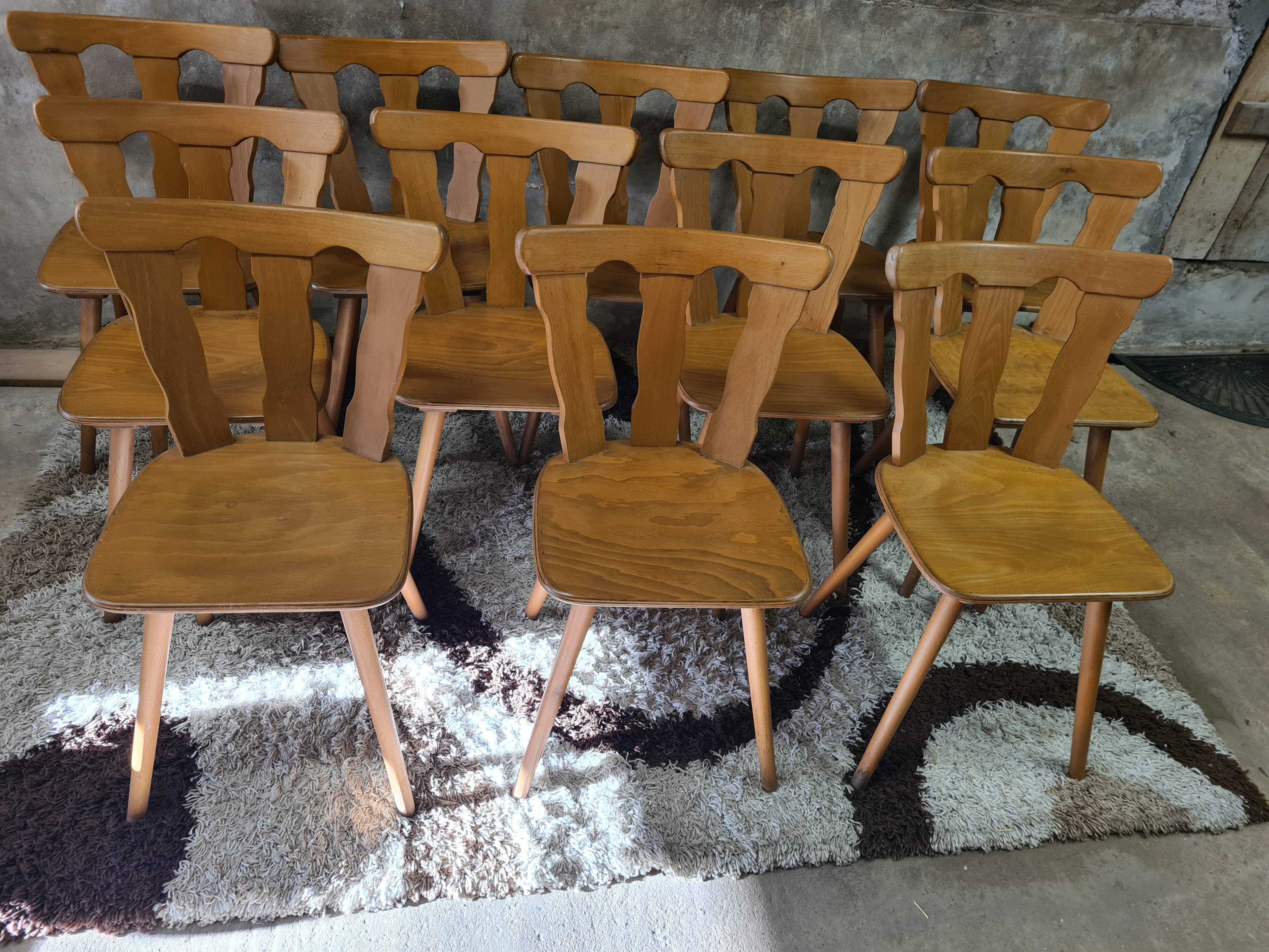 Set of 12 vintage Baumann 1970 bistro chairs