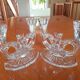 Pair of double glass candle holders