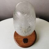 Lampe de table en bois avec capuchon en verre années 80