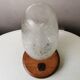 Wooden table lamp with 80s glass cap