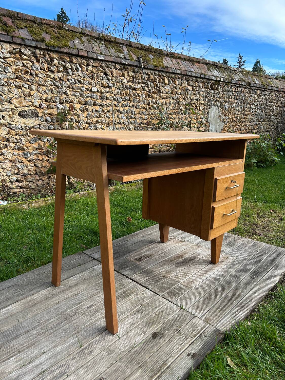 Vintage 1950s desk in light oak