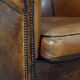 Set of 2 club armchairs in sheepskin leather with black piping