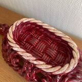 Large woven ceramic basket 60s