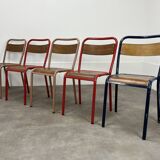 5 industrial style metal chairs, vintage
