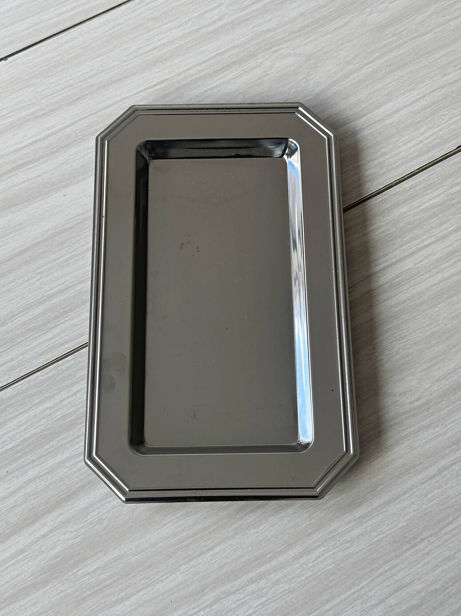 Small vintage polished stainless steel tray